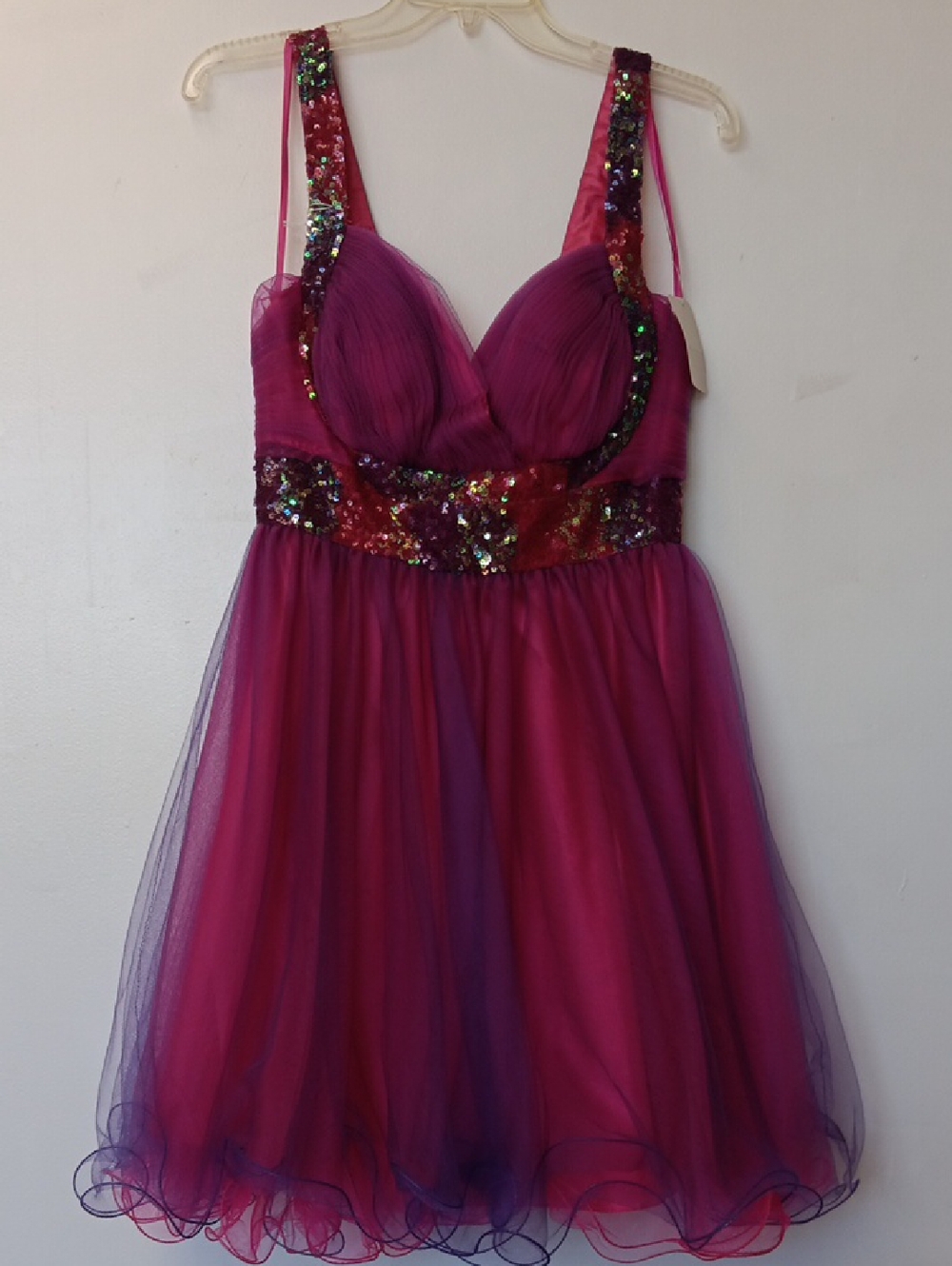 Vintage Fuchsia L.A. Merchandises Sequin Strappy Party Dress